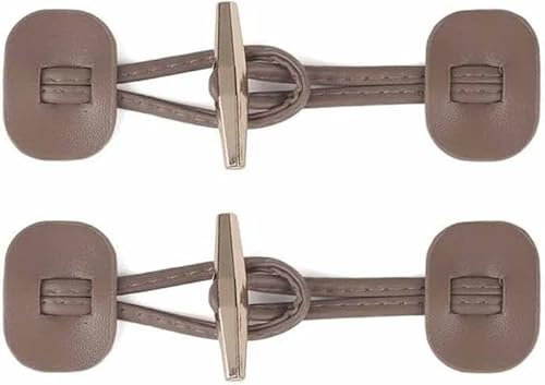 Aeromdale Lederverschluss Knebelknöpfe Metallhörner Schnalle Ersatzzubehör für Mantel, Jacke, Duffle, Nähen, 12 x 3,8 cm – Braun