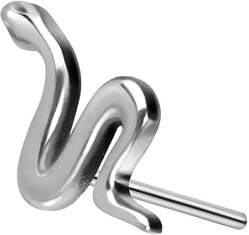 PIERCINGLINE Titan Aufsatz mit Push Pin SCHLANGE OHNE Labret Stecker Piercing Ohr Helix Tragus Conch Silberfarben