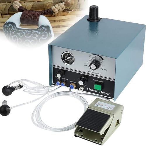 Macchine Incidere A Mano Pneumatiche 100-4000 Giri/Min Manipolo Bulino Pneumatico Micro Incisore, Macchina Incidere Pneumatica A Doppia Attacco A Velocità Regolabile