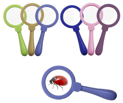 Magnifying Glass for Kids Handheld Magnifier Plastic Magnifying Glass Hand Lens 3X for School Students Reading Class Teaching Party Favor Outdoor Observation Toys IRCHLYN (6 Pieces)