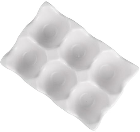 CAXUSD Bandeja Porta Huevos de Cerámica de Color Antideslizante para Refrigerador 6 Rejillas Contenedor para Almacenar Huevos en Cocina Soporte Práctico y Protección contra Golpes