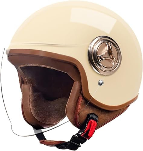 GAORUTO Halbhelm Jethelm Brain - Cap Jethelm DOT/ECE Retro Motorradhelm Cruiser Chopper Scooter Crash Jet Halbschalenhelm für Männer Frauen A,54~61CM
