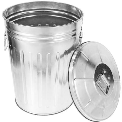 Luxshiny Cubos De Basura Metálicos Con Tapa Para Exteriores y Hogar Diseño Elegante y Moderno Resistente La Corrosión Capacidad Para Decoración De Espacios