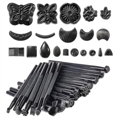 yuentoen 20 Stück Leder-Stempel Set,Professionelles Lederwerkzeug für Prägung,Carving Stamper für Sattelherstellung and Lederarbeiten,DIY Handwerkzeuge für Handgemachte Lederkunst