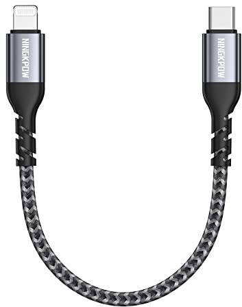 NINGKPOW Cavo USB C a Lightning Corto 15CM [Certificato MFi] Cavo iPhone USB Tipo C Power Delivery Carica Rapida USBC iPhone Compatibile con iPhone 14 13 12 11 Mini Pro Max XR XS X 8 7 6 SE 2020