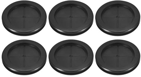 sourcing map 6Pcs Rubber Grommets 2-3/8 (60mm) Drill Hole, 2 (50mm) ID Double Sided Hole Plugs Ring Gasket for Firewall Cable Wire Protecting, Black