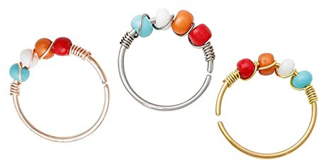 AMDXD 3STK Edelstahl Piercing Ringe, Hoop Kugel Septum Ring Bunt, Ohr Nasen Piercingschmuck für Männer Frauen