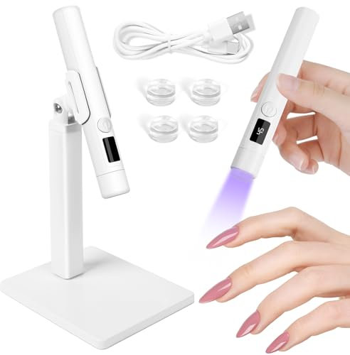 LOPHE UV Lampe für Gelnägel, 2 in 1 Kleine UV Nagellampe & Nail mit Ständer Tragbare, Mini U V LED Lampe für Nägel Wiederaufladbar, zum Aushärten von Nagelkleber & Nail Tips Weiß (A)