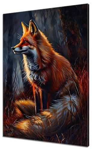 Malen Nach Zahlen Erwachsene Fuchs Malen Nach Zahlen Nacht Kinder Anfänger mit Leinwand Pinseln Acrylpigment Paint by Numbers, Malen nach Zahlen für Geschenke und Home Zimmer Wanddeko (60x80cm) J-5