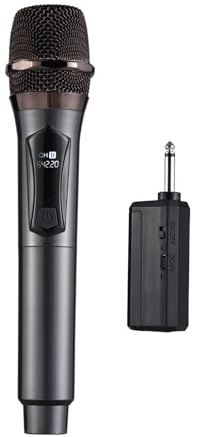 YIWEOG Système de Microphone sans Fil récepteur avec Micro Portable Anti-hurlement pour Home cinéma karaoké Discours d'église Mariage fête Chant Microphone sans Fil Rechargeable Compatible avec