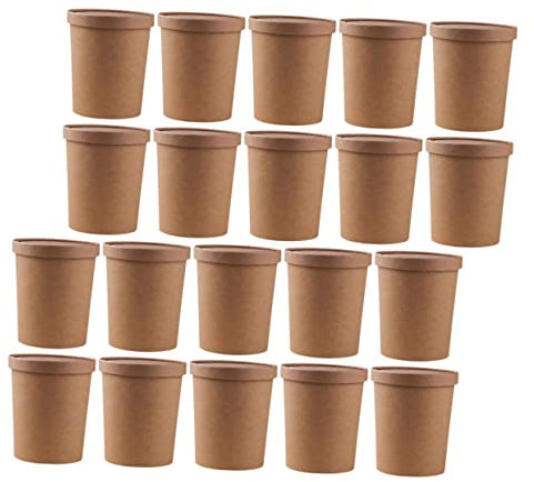 TOKIDNY 25sets Strong Sturdy Paper Wall Leak Soup Containers Lids for Takeaway Soup Containers