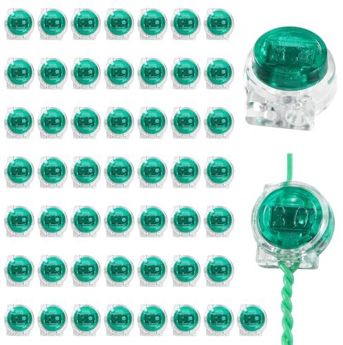 Lyeteung 50 Stücke UG Kabel Verbinder, UG Spleißverbinder, Tasten Telefonkabelverbinder, 2 Wege Gel Telefonkabel Verbinder, Einzeladerverbinder, für Kabel Daten Drahtverbindungen, Grün