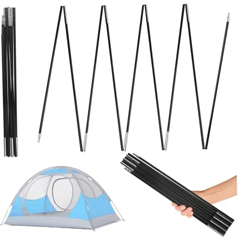 TANGPINGMAO Zeltstangen Ersatz 8mm 12,8 Fuß Länge einstellbare Glasfaser -Planenstangen 18 Abschnitte, die Markisenstangen für Camping -Rucksackstangen unterstützen