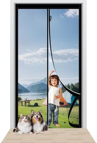 Zanzariere Magnetiche per Porte Finestre 148 x 210 cm Nessun Attrezzo Richiesto Zanzariere Magnetiche Viene Fornito con Kit di Montaggio per Porte da Balcone/Cantine/Terrazze, Nero