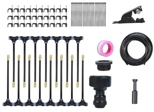 de Riego para Jardín | Kit de de Aspersores Automático | Ajustable 360° Emisores Automáticos Exterior e Interior para Parterres, Césped, Árboles y Macetas