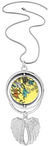 Art moderne Fleurs de lys Pendentif Ailes d'ange Rotation Collier Bijoux