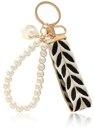 Schlüsselanhänger Damen,Pearl Keychain Aesthetic Pink Cute Perlen Schlüsselband Rosa Kurz mit Schlüsselring Schlüsselbund Auto Frauen Schlüsselkette Elegante Handtaschen Taschen Anhänger,für Frau Girl