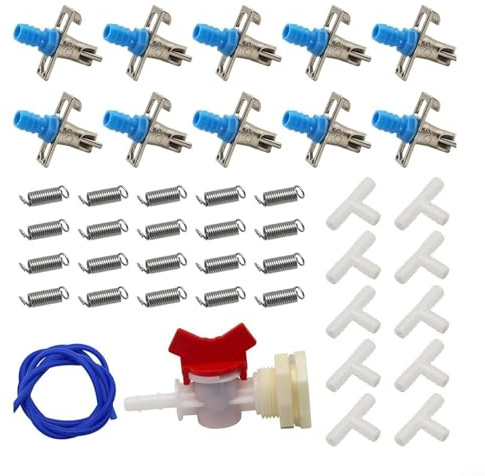 CWOQOCW Dispensador de agua para conejos, sistema automático de alimentación de agua para conejos, con 10 bebederos de pezón, manguera de 5 m, kit dispensador de agua, conector de cubo para