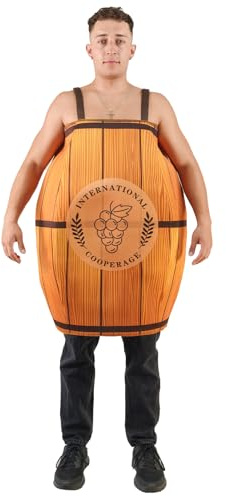EraSpooky Herren Eichenweinfässer Kostüm, 3D Bierfass Tunika, lustige Oktoberfest Outfits für Erwachsene