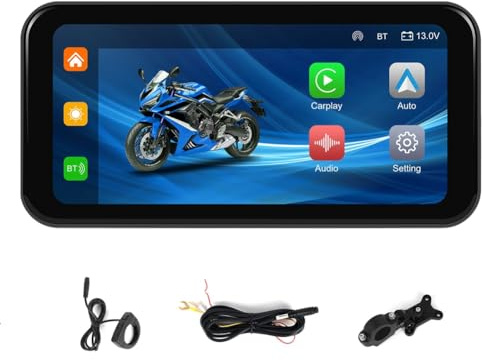 Fangxuee DVR para Motocicleta de 6,25 Pulgadas, Pantalla Inalámbrica Carplay, Navegación Portátil para Motocicleta, Reproductor Multimedia con Monitor Automático Android.