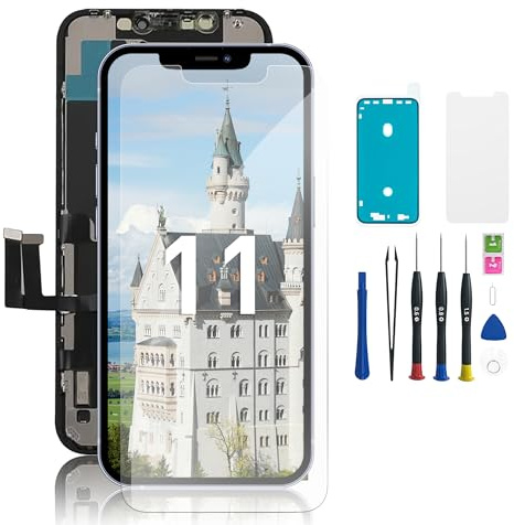 Hoonyer iPhone 11 LCD Display Ersatz Set, 3D Touch Bildschirm mit Rahmen & Digitizer, inkl. Reparatur-Werkzeug, wasserdichtem Kleber & gehärtetem Displayschutz – für iPhone 11 (6,1 Zoll)