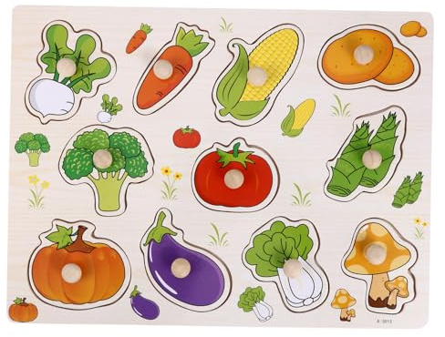 HONITANO Puzzle di Legno per Bambini Frutta e Verdura Educativo, Materiale Sintetico Leggero, Tattile e Divertente per Apprendimento Precoce
