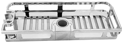 TOYANDONA Mensola Doccia Scorrevole per Asta Doccia Portaoggetti in Abs Resistente Organizer Shampoo Ripiano Anti-accumulo per Accessori