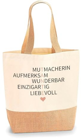 PIujsym Tante Geschenk Canvas Tragetasche, Baumwolltasche Stofftasche Shopper Handtasche, Einkaufstasche mit Spruch Mutmacherin Aufmerksam Wunderbar Einzigartig Liebevoll Geschenk für Tante