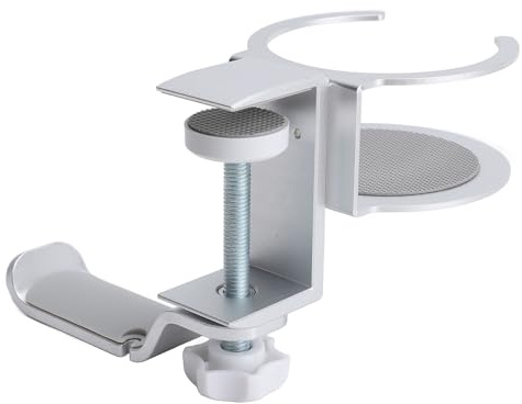 TARSHYRY Support pour Casque 2 en 1 avec Porte-gobelet, Support de Casque Rotatif sous Le Bureau avec Pince, Support Peu Encombrant pour Tasses à café, Tasses d'eau, écouteurs de Jeu et