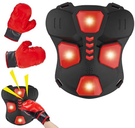 Équipement de protection de boxe | Musique interactive éclairée avec gants, coussinet de boxe pour enfants | Pour jouer, entraînement à la maison, style de vie, jeu d'intérieur, activité familiale