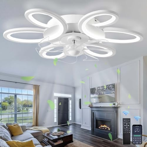 LASANYA Entilador de Techo con Luz,Modo Winter-Summer,Motor DC, 6 Velocidades,lampara de Techo con Ventilador，Mando a Distancia, Temporizador, Luz para Dormitorio Salon