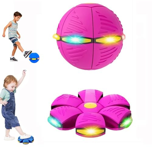 2026 Ballon sauteur magique flottant pour enfants, double forme avec 6 lumières, soucoupe volante, pour interaction parent-enfant et exercice du corps (rose)