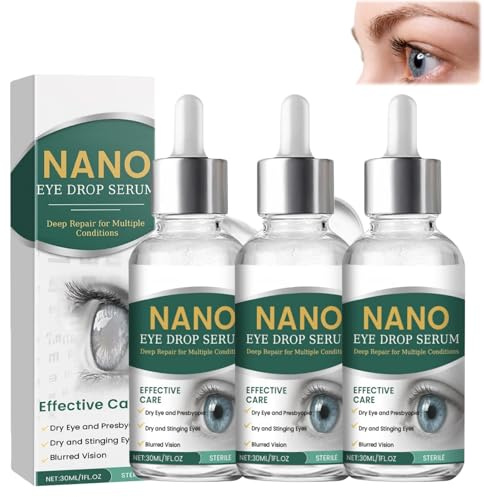 Augentropfen Gegen Trockene Augen,Befeuchtung,Linderung Und Pflege,Hyaluron Augentropfen Trockene Augen,Natürliche Inhaltsstoffe Augenpflege Tropfen,Nano Eye Drop Serum,30ML(3 Stück)