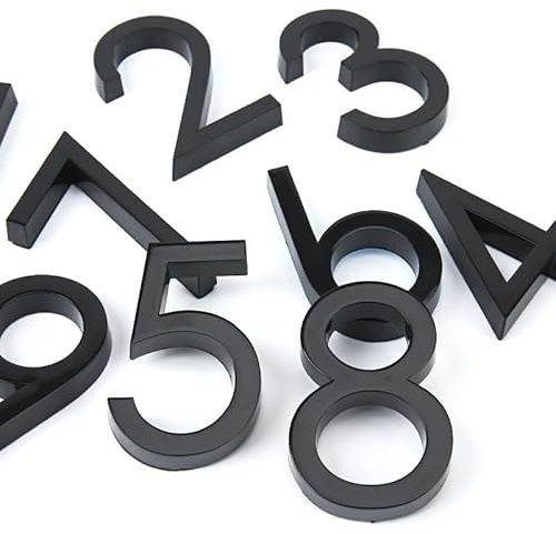 husnummer, 1 st 60 mm husnummer for utomhusbruk, självhäftande nummer, dörrklistermärken, brevlåda, adressskylt, 2,35 tum, 3D-plast #0-9(Black,9)