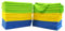 Polyte - 36 Chiffons de Nettoyage en Microfibres - Bleu/Vert/Jaune - 31 x 41 cm