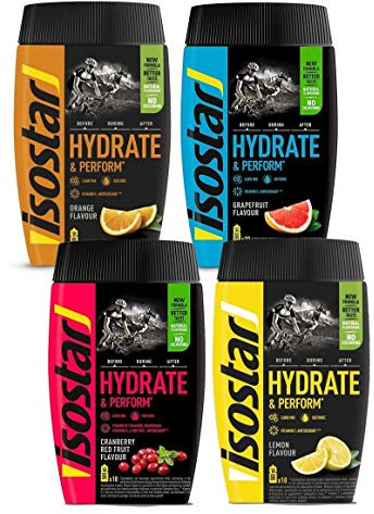 Isostar Hydrate & Perform Iso Drink – Elektrolyt Pulver, Geschmack: Orange, Zitrone, Cranberry & Grapefruit ( 4x400g )