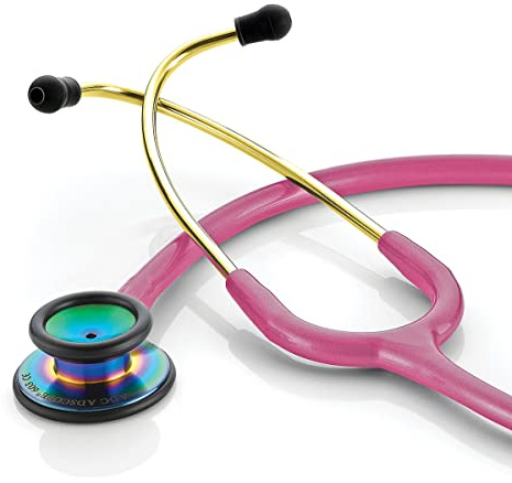ADC Adscope 603 Clinician Stethoscope with Tunable AFD Technology, 31 inch Length, Iridescent Metallic Raspberry