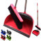 Long Handled Dustpan and Brush Set Lobby Dust Pan with Long Handle Sweeping Broom (Red)