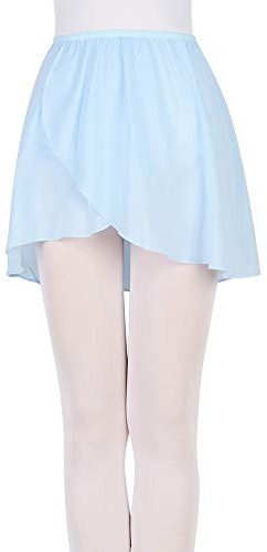 Ballet Wrap Skirt Chiffon Dance Skirt with Elastic Waistband for Girls Women Blue Small