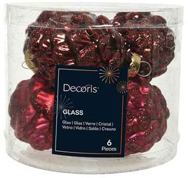 Christbaumschmuck Zapfen Glas 7cm x 6 Stück Weihnachtskugeln ochsenblut