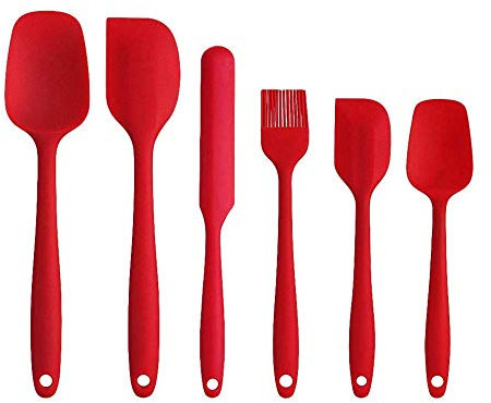 Panduo Spatula Baking Utensil 6Pcs Cooking Tools Set Non-Stick Cooking Spoon Spatula Ladle Egg Beaters Silicone Heat-Resistant Cream Scraper Kitchen Tools Portable