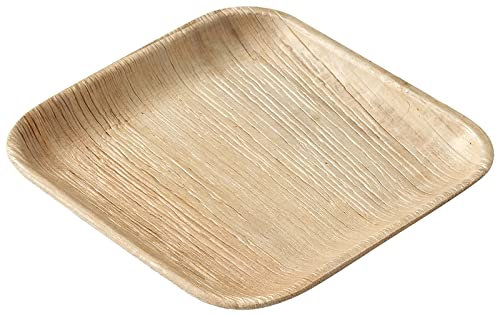 Judge Pure Leaf Disposable Plates, Pack of 5 Areca Palm Leaf Square Side Plates 6 x 6/15 x 15cm, Fridge and Freezer Safe, Oven Safe, Microwaveable