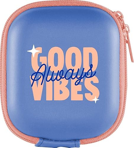Mr.Wonderful - Funda Universal para AirPods - Diseño Good Vibes - Interior Forrado con Espuma - Cierre de Cremallera - Ideal para Auriculares, Cables o Llaves - 8 x 9 x 4 cm - Color Azul