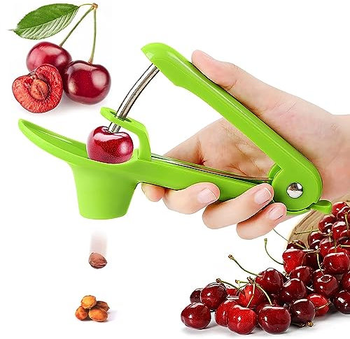 Togli Nocciolo Ciliegie, Snocciolatore Ciliegie, Snocciola Ciliegie con Gambo in Acciaio Inox e Coppa con Supporto in Silicone, Rimuovi Facilmente i Noccioli per Fare la Marmellata di Ciliegie