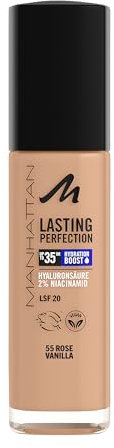 Manhattan Lasting Perfection 35 HR Make-up, ultra-langanhaltendes Flüssig-Make-up, Fb. 55, Rose Vanilla