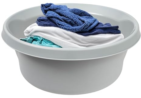 KADAX Matta plasttvättskål, plastskål, rund diskskål, robust tvättskål, hushållsvattenskål för badrum, universalbadkar (ljusgrå, 20 l)