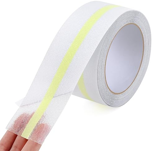 OQingluan Striscia Antiscivolo per Scale, 5cm*10m, Nastro Antiscivolo con Strisce Fluorescenti, Nastro Adesivo Antiscivolo per Scale, Trasparente, per Interni, Esterni
