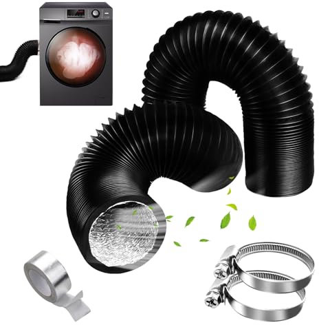 YSOOUA Tuyau d'évacuation 150mm Tuyau d'Evacuation Flexible en Aluminium PVC 3 m Long avec 2 Colliers de Serrage Tube de Ventilation pour Extracteur d'Air, Climatisation, Sèche-linge(Noir 150mm 3M)