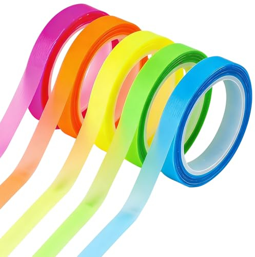 5 rollos de notas adhesivas, notas adhesivas transparentes, notas adhesivas, tiras adhesivas fluorescentes, notas adhesivas pequeñas, para notas, libros (5 m/rollos)