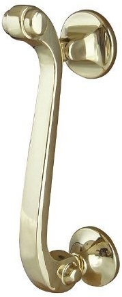 Frelan jv1pb Messing poliert Scroll Türklopfer auf Rose, Gold